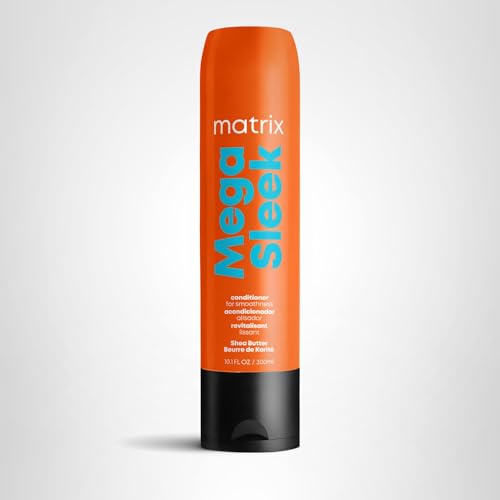 Matrix Mega Sleek Conditioner - Smoothing and Detangling, Moisturizes and Adds Shine, For Dry, Damaged & Frizzy Hair, Salon Professional Conditioner, With Shea Butter, Vegan, 10.1 Fl Oz