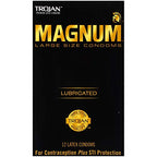 TROJAN Magnum Large Size Lubricated Condoms, Magnum Condoms, 12 Count
