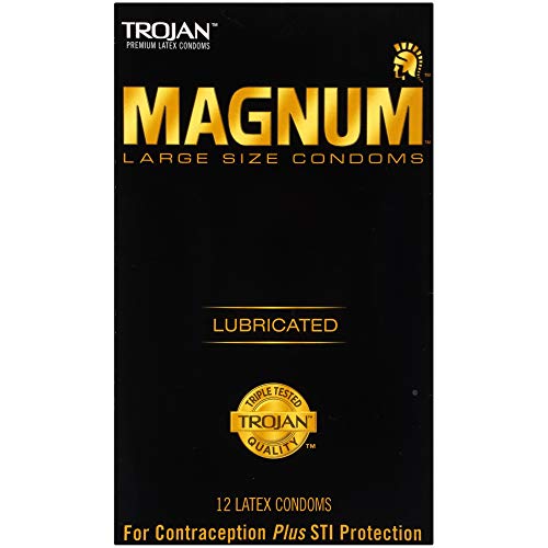 TROJAN Magnum Large Size Lubricated Condoms, Magnum Condoms, 12 Count