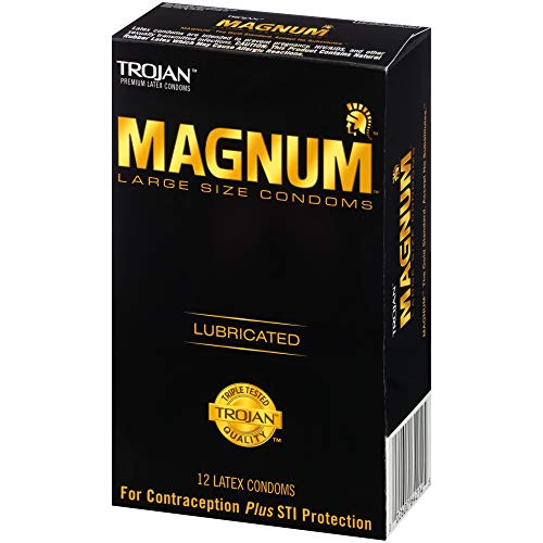 TROJAN Magnum Large Size Lubricated Condoms, Magnum Condoms, 12 Count