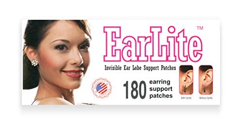 EarLite 180 (60 Ea X 3 packs) Invisible Earring Ear Support Waterproof Patches in ZipLock Pouch - Made in USA