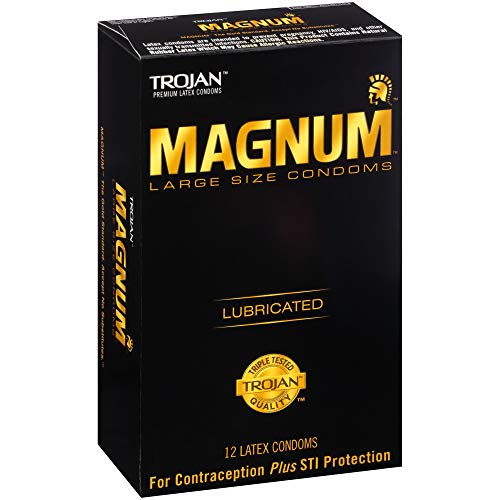 TROJAN Magnum Large Size Lubricated Condoms, Magnum Condoms, 12 Count