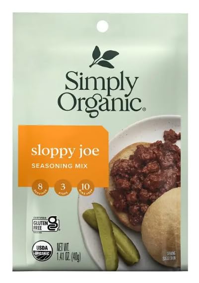 Simply Organic Sloppy Joe, Seasoning Mix, Certified Organic, 1.41-Ounce Packets (Pack of 12) (Value Bulk Multi-pack)
