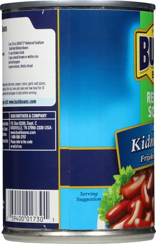 BUSH'S BEST Dark Red Kidney Beans with Reduced Sodium, Source Of Plant Based Protein And Fiber, Low Fat, Gluten Free, 16 oz