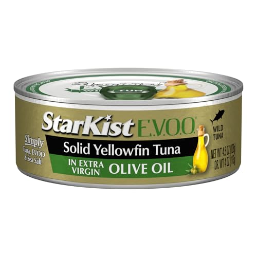 StarKist E.V.O.O. Solid Yellowfin/light Tuna in Extra Virgin Olive Oil - 4.5 oz Can (Pack of 12)(Packaging may vary)