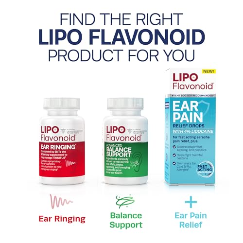Lipo-Flavonoid Fast-Acting Ear Ache Pain Relief, 4% Lidocaine Maximum-Strength for Swimmer's Ear, Cold & Flu, Allergies, Safe for Adults & Children, Relieves Ear Pain, Swelling, & Water-Clogged Ears