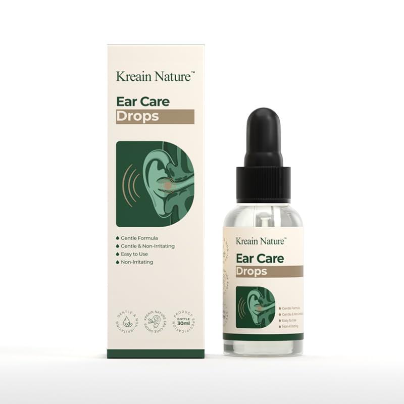 Kreain Nature Ear Care Drops for Ringing Ears, Gentle Formula Ear Drop with Botanical Extracts for Tinnitus Relief, Buzzing Ears, Swimmer's Ear & Earwax Removal - 1 oz - Adults & Kids Earache Remedy