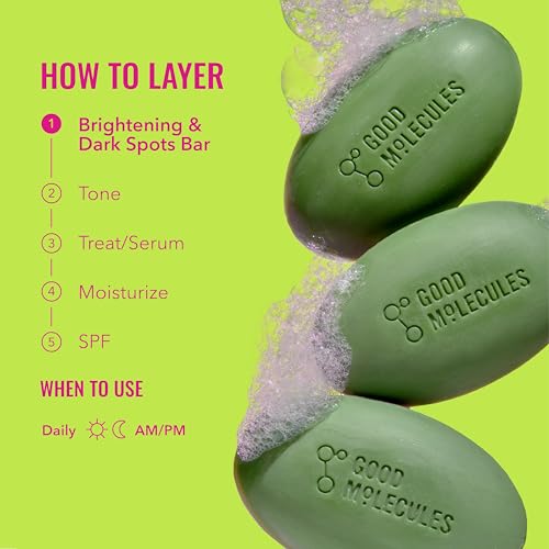 Good Molecules Brightening & Dark Spots Bar - Soap Free Face and Body Bar - Tranexamic, Kojic Acids and Niacinamide to Target Dark Spots - Skin Care