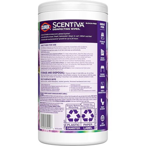 Clorox Scentiva Disinfecting Wipes, Lavender and Jasmine, 75 Count (Package May Vary)
