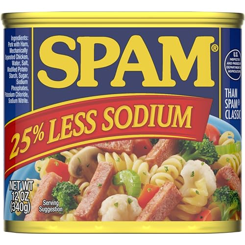 SPAM 25% Less Sodium Canned Meats, 12 oz Cans, 12 Pack