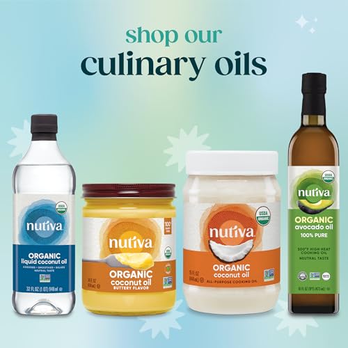 Nutiva Organic Cold-Pressed Virgin Coconut Oil, USDA Organic, Non-GMO, Fair Trade, Vegan, Keto, Paleo, Fresh Coconut Flavor and Aroma for Cooking & Healthy Skin and Hair, 15 Fl Oz