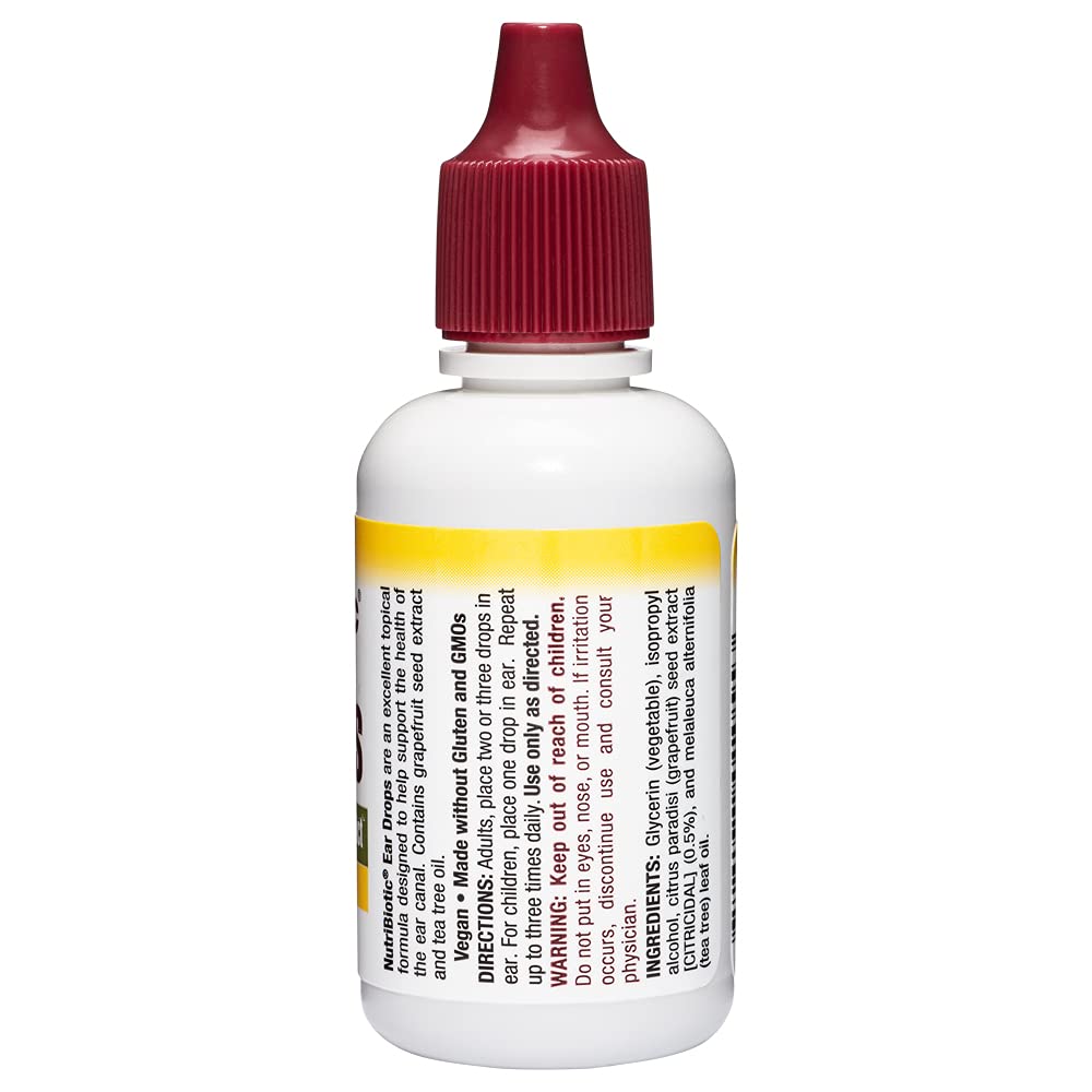 NutriBiotic – Ear Drops, 1 Fl Oz | Gentle & Soothing Ear Support with Grapefruit Seed Extract & Tea Tree Oil | Vegan | Non-Medicated | Made without GMOs & Gluten