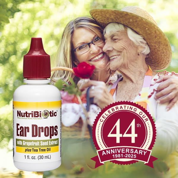 NutriBiotic – Ear Drops, 1 Fl Oz | Gentle & Soothing Ear Support with Grapefruit Seed Extract & Tea Tree Oil | Vegan | Non-Medicated | Made without GMOs & Gluten