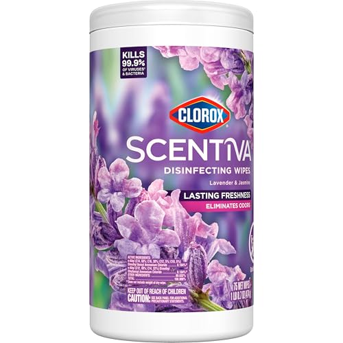 Clorox Scentiva Disinfecting Wipes, Lavender and Jasmine, 75 Count (Package May Vary)