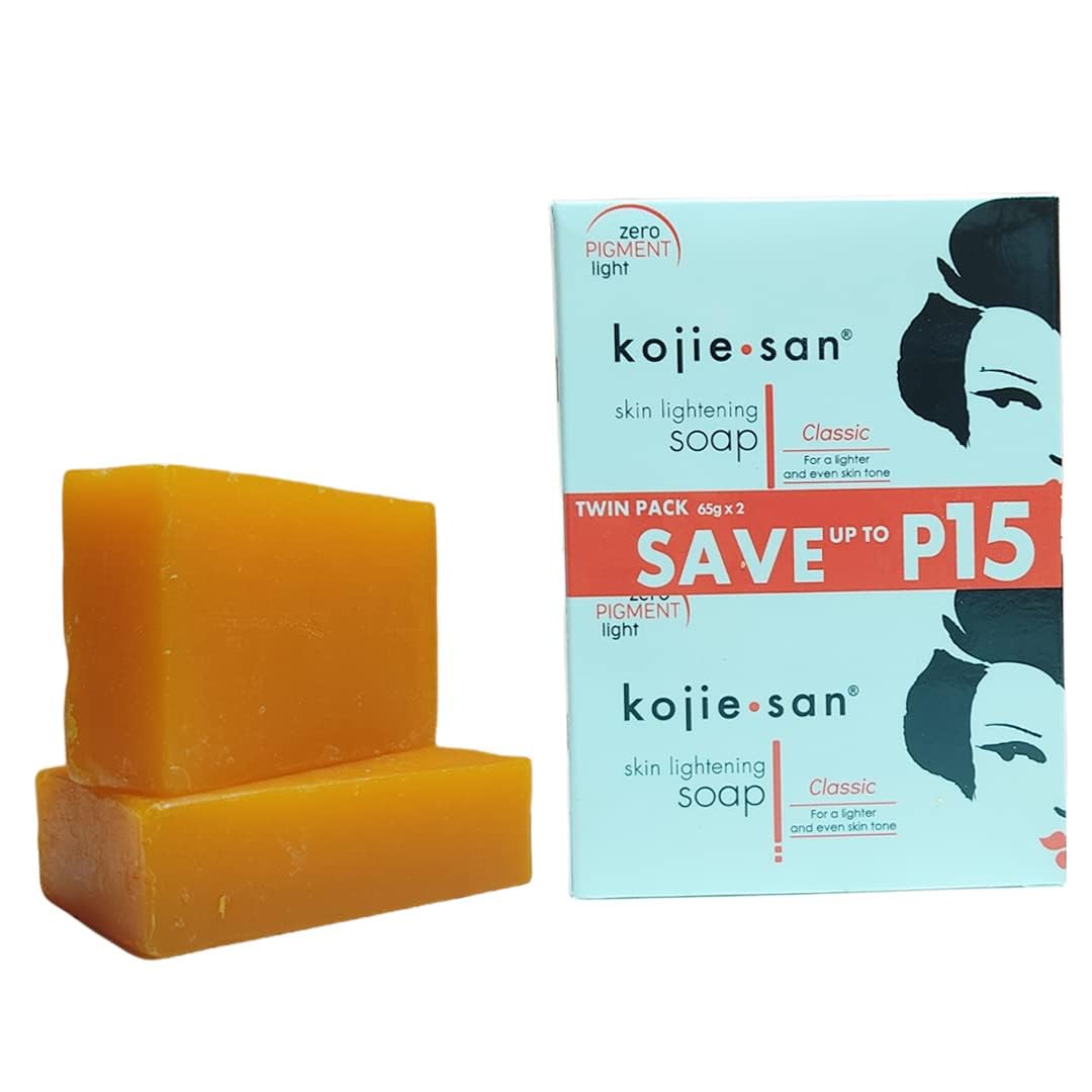 Kojie San Skin and Body Brightening Soap - Original Kojic Acid, Dark Spot Remover Bar Soap with Glycerin & Tea Tree Oil - 65g x 2 Bars