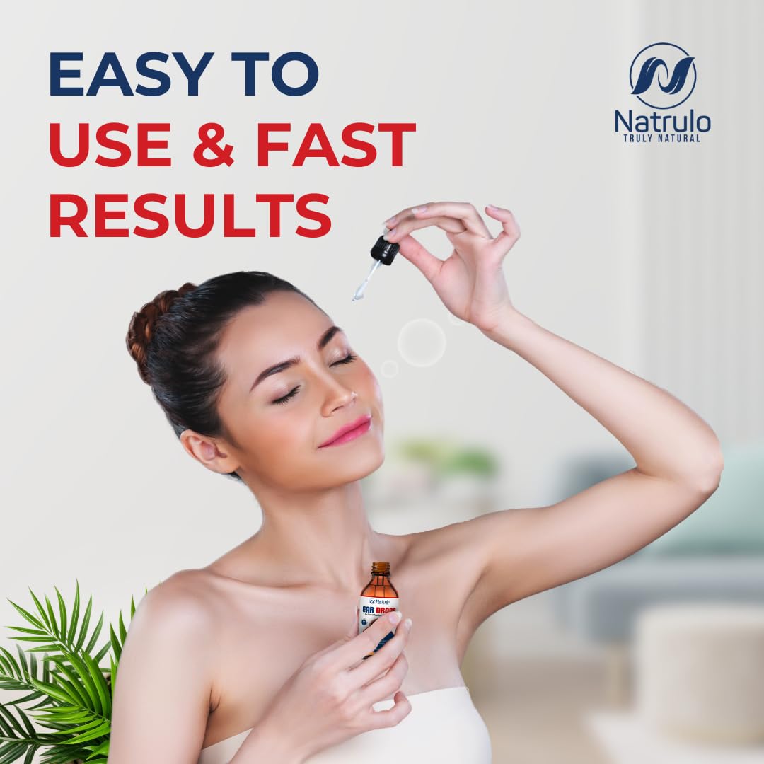 Natrulo Ear Drops for Ear Infection – Organic Ear Drops for Adult, Kids, Baby, Dog & Pets – for Ear Aches, Itchy Ears, Infections, Swimmer's Ear, & Loosen Wax – Kids Safe, Made in USA