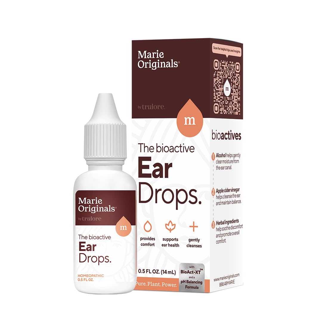 Marie Originals Ear Drops for Clogged Ears, Dry Itchy Ears & Ear Hygiene for Adults & Kids | Natural Plant-Based Ingredients Perfect for Summer use, Swimmers & Everyday Care | 0.5 FL Oz - 14mL