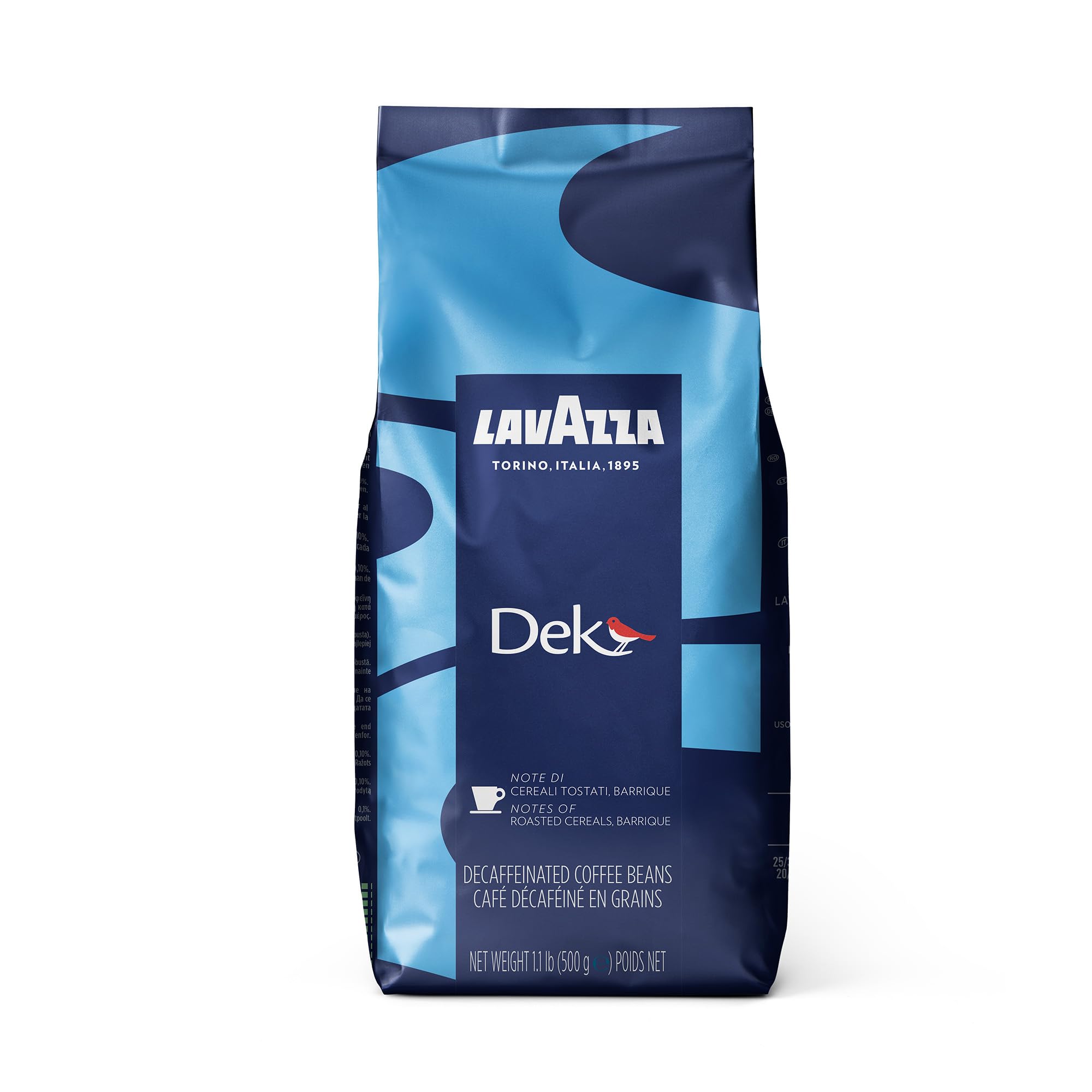Lavazza DEK Whole Bean Coffee, Arabica and Robusta Blend, 1.1 lb Bag (Pack of 1)