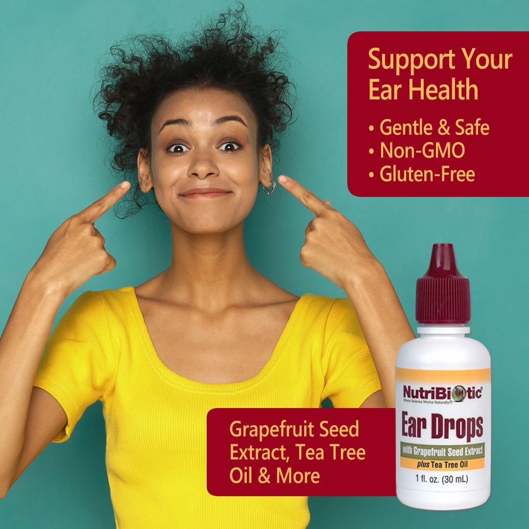 NutriBiotic – Ear Drops, 1 Fl Oz | Gentle & Soothing Ear Support with Grapefruit Seed Extract & Tea Tree Oil | Vegan | Non-Medicated | Made without GMOs & Gluten