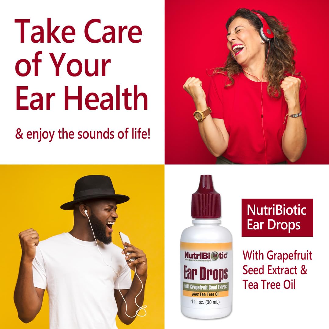 NutriBiotic – Ear Drops, 1 Fl Oz | Gentle & Soothing Ear Support with Grapefruit Seed Extract & Tea Tree Oil | Vegan | Non-Medicated | Made without GMOs & Gluten