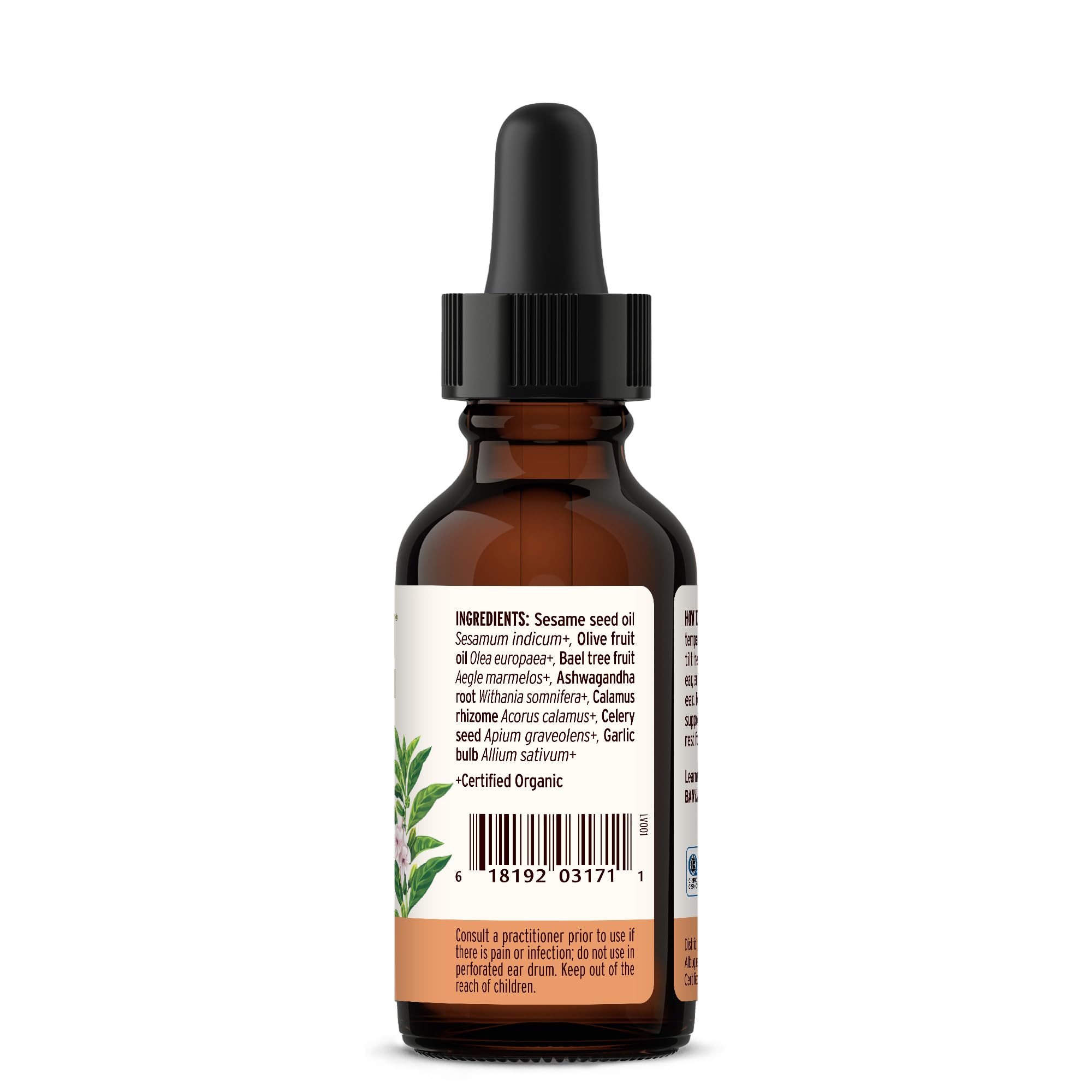 Banyan Botanicals Ear Oil – Organic Herbal Oil Ear Drops with Ashwagandha and Garlic – Soothing and Comforting for The Ears – 1 oz – Non GMO Sustainably Sourced Vegan
