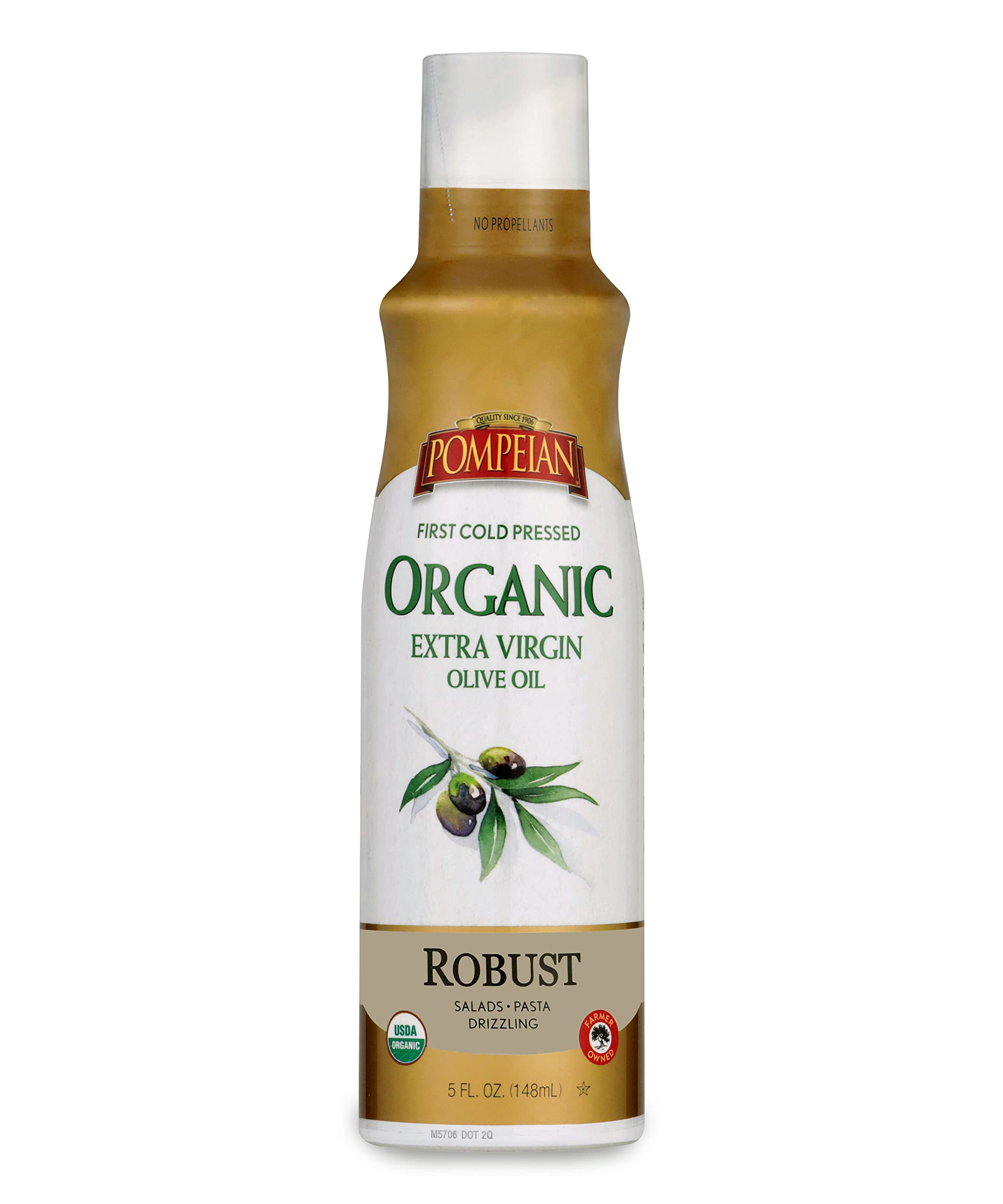 Pompeian USDA Certified Organic Extra Virgin Olive Oil Non-Stick Cooking Spray, No Propellants, 5 Fl Oz