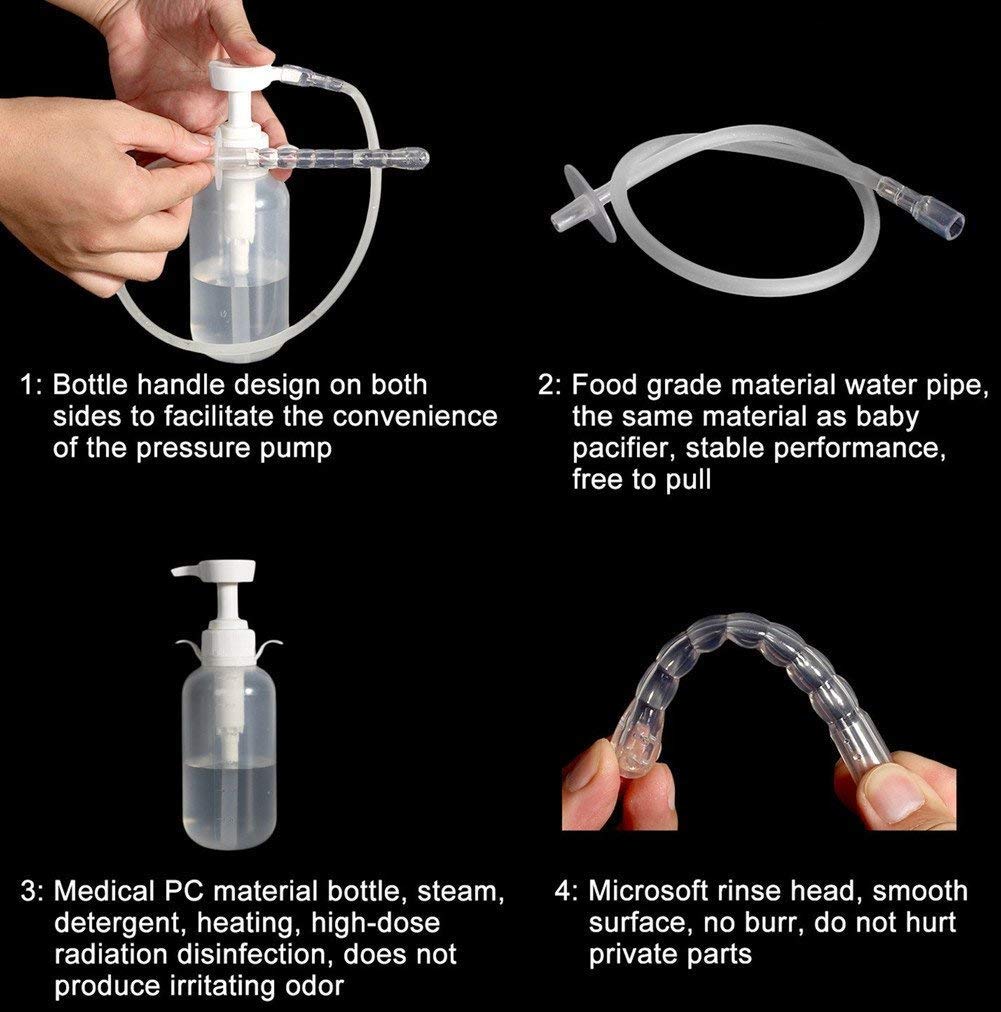 Reusable Vaginal Cleansing System Excellent Vaginal Cleanser Female Vaginal Rinse, Manual Pressure Clean, 100% Safe, 300 ml Capacity Extra 2 Nozzle Tips Doctor Recommended (300ml)