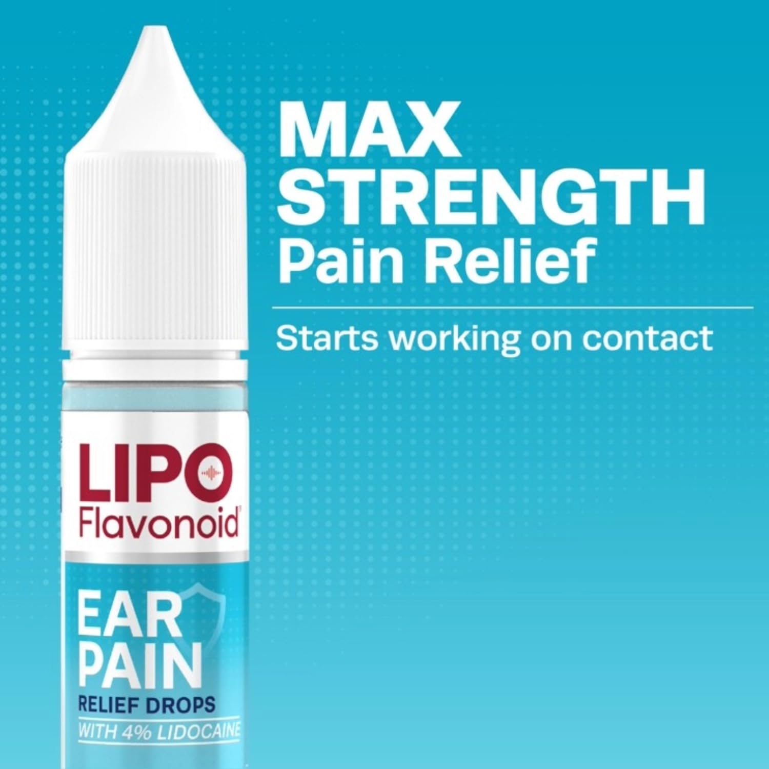 Lipo-Flavonoid Fast-Acting Ear Ache Pain Relief, 4% Lidocaine Maximum-Strength for Swimmer's Ear, Cold & Flu, Allergies, Safe for Adults & Children, Relieves Ear Pain, Swelling, & Water-Clogged Ears