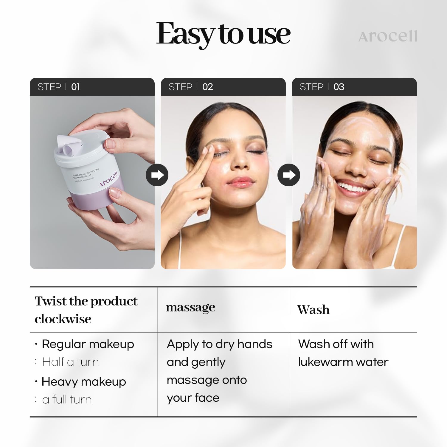 AROCELL Super Collagen Melting Balm 3.53oz – Korean Makeup Remover Balm for Blackhead Care, Deep Pore Care with Peptides & Collagen Hydration, Nourishing Daily Face Wash Skincare