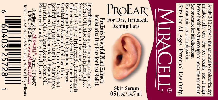 Miracell ProEar, Ear Drops for Itchy Ears, Ear Wax Softener, Clogged Ears, Dry Ears, for Adults Babies. 0.5oz