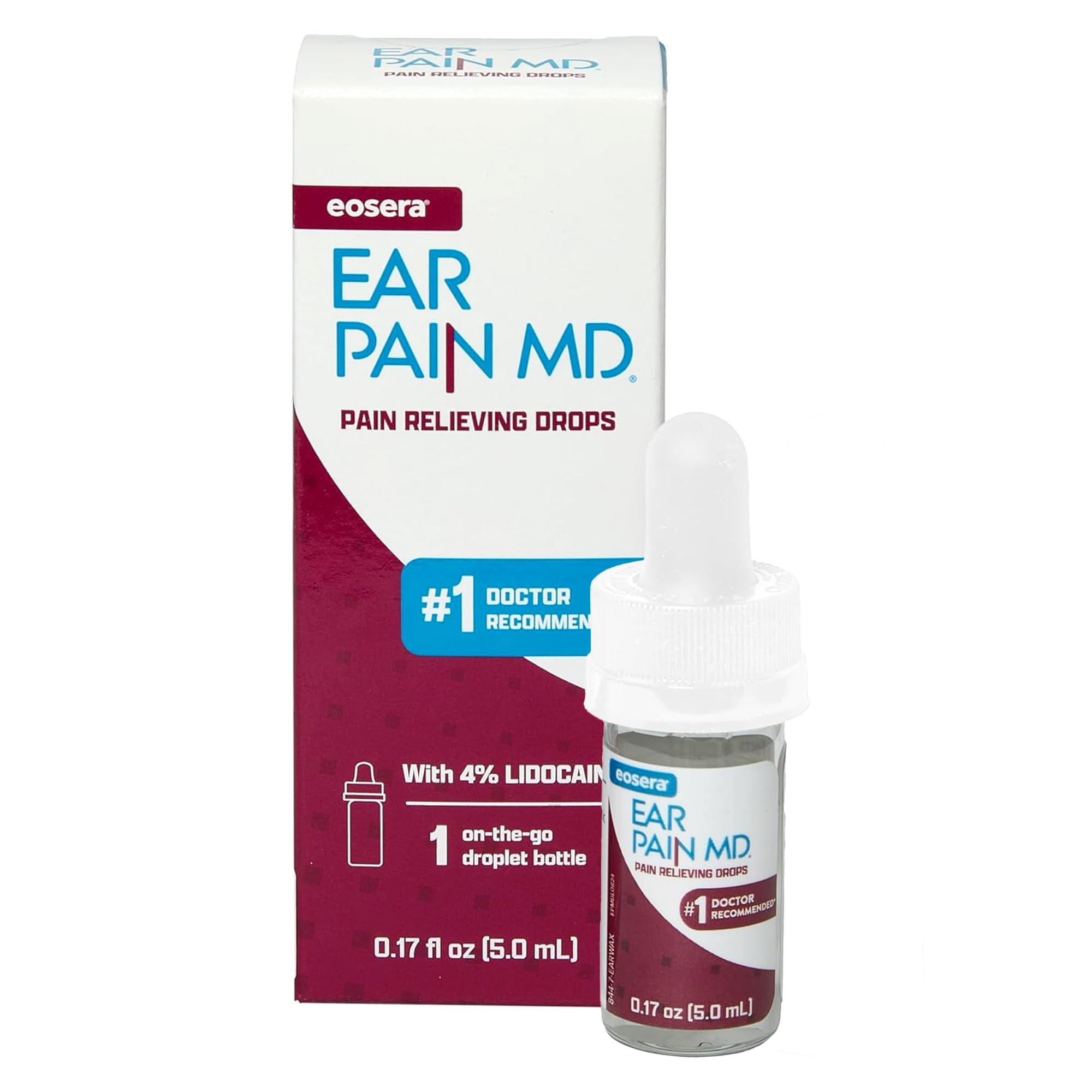Eosera Ear Pain MD® - 4% Lidocaine Ear Drops for Maximum Strength Earache Pain Relief - Fast-Acting, Numbing Earache Treatment for Adults & Kids (5 mL)