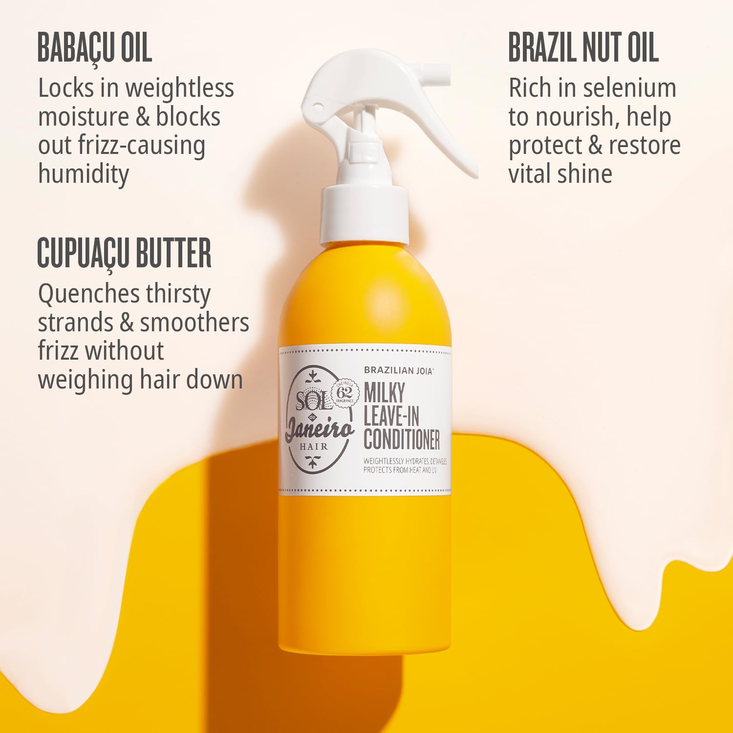 Sol de Janeiro Brazilian Milky Leave-In Conditioner | Fights Frizz | Detangles | Heat Protection Spray For Hair