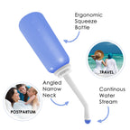 RUFCRIL Peri Bottle, Portable Travel Bidet with Bag, TPE Material Can Be Boiled, 17oz/500ml with 2 Sealing Rings,Essentials for Postpartum Perineal Care,Hemorrhoid Treatment,and Baby(Blue)