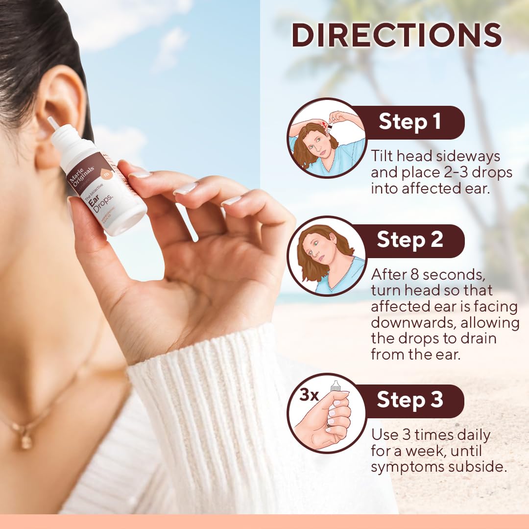 Marie Originals Ear Drops for Clogged Ears, Dry Itchy Ears & Ear Hygiene for Adults & Kids | Natural Plant-Based Ingredients Perfect for Summer use, Swimmers & Everyday Care | 0.5 FL Oz - 14mL