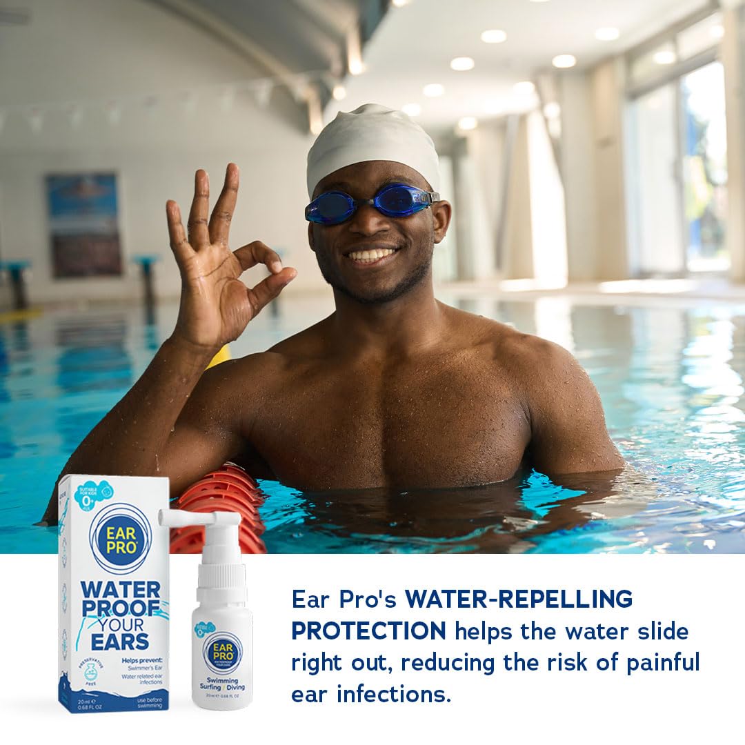 EarPro Natural Swimmer Ear Spray for Kids & Adults (20ml) – Block Water Before Swimming, Surfing or Diving - Replace Ear Plugs – Safe & Easy Protection against Trapped Water – 1 Pack, Up to 200 Sprays