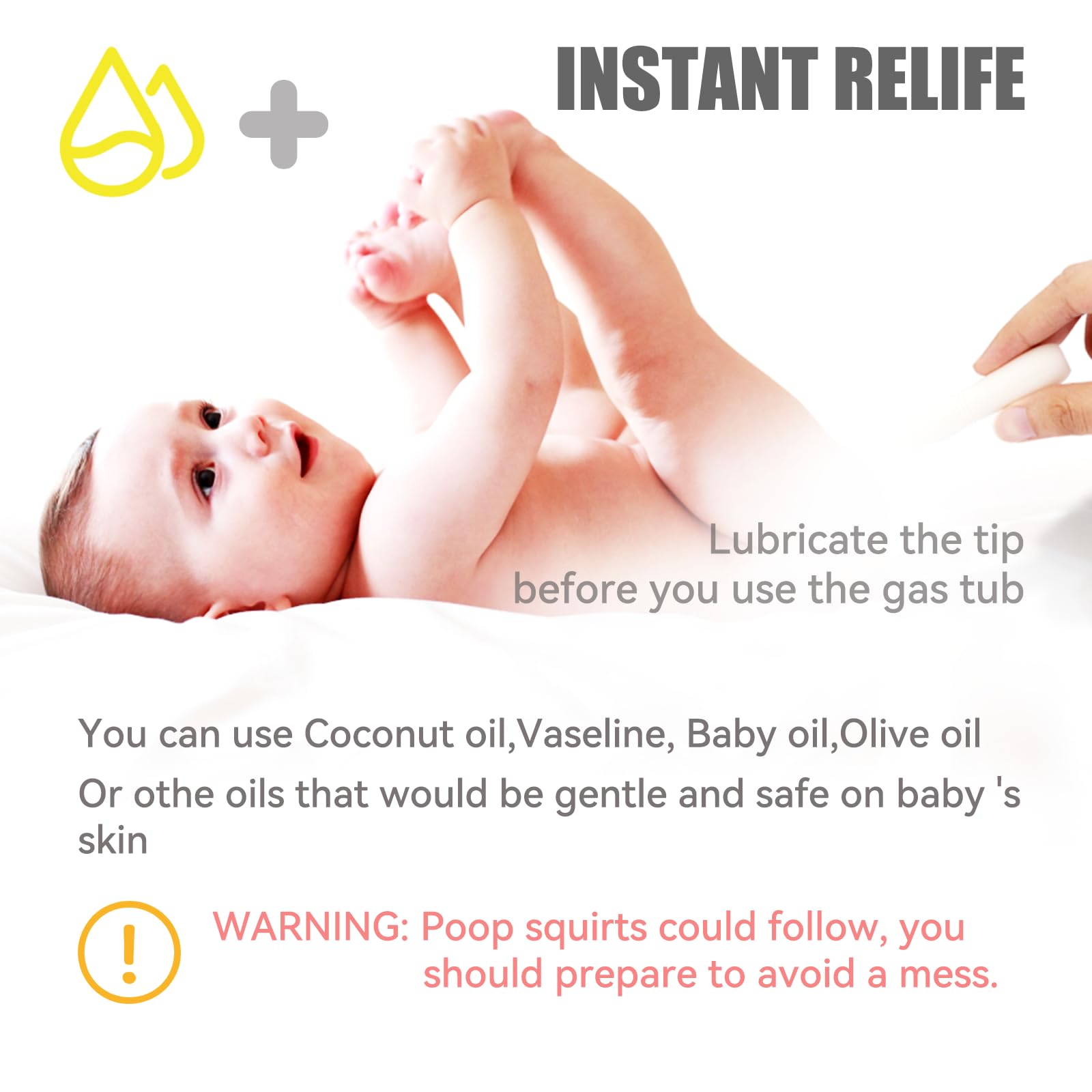 Gas and Colic Reliever for Babies, Effective Instant Constipation Relief for Babies, Natural Solution for Baby Colic and Gas Relief (20 Count, White)