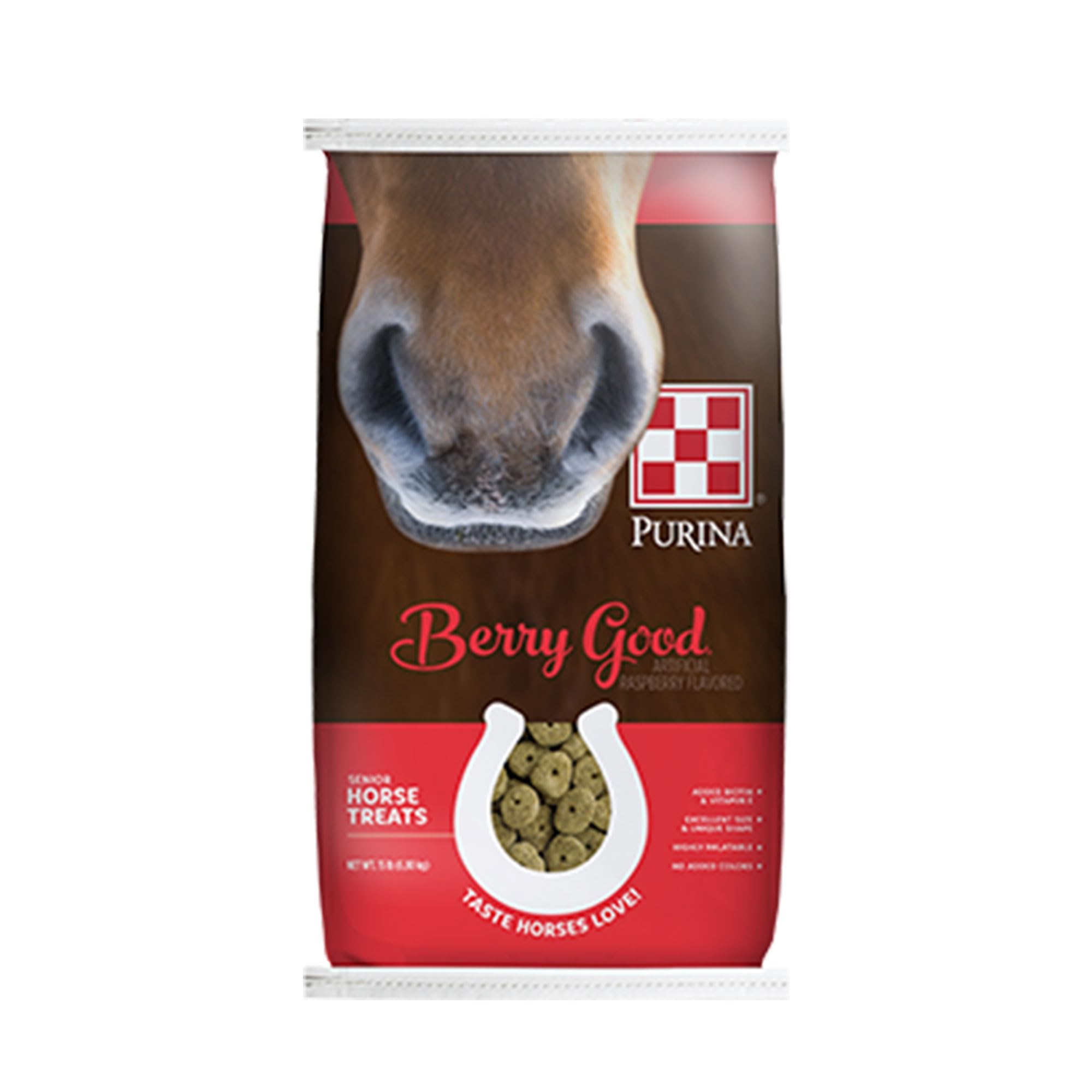Purina | Berry Good - Raspberry Flavored Senior Horse Treats | Added Biotin for Hoof Health - 15 Pound (15 lb.) Bag