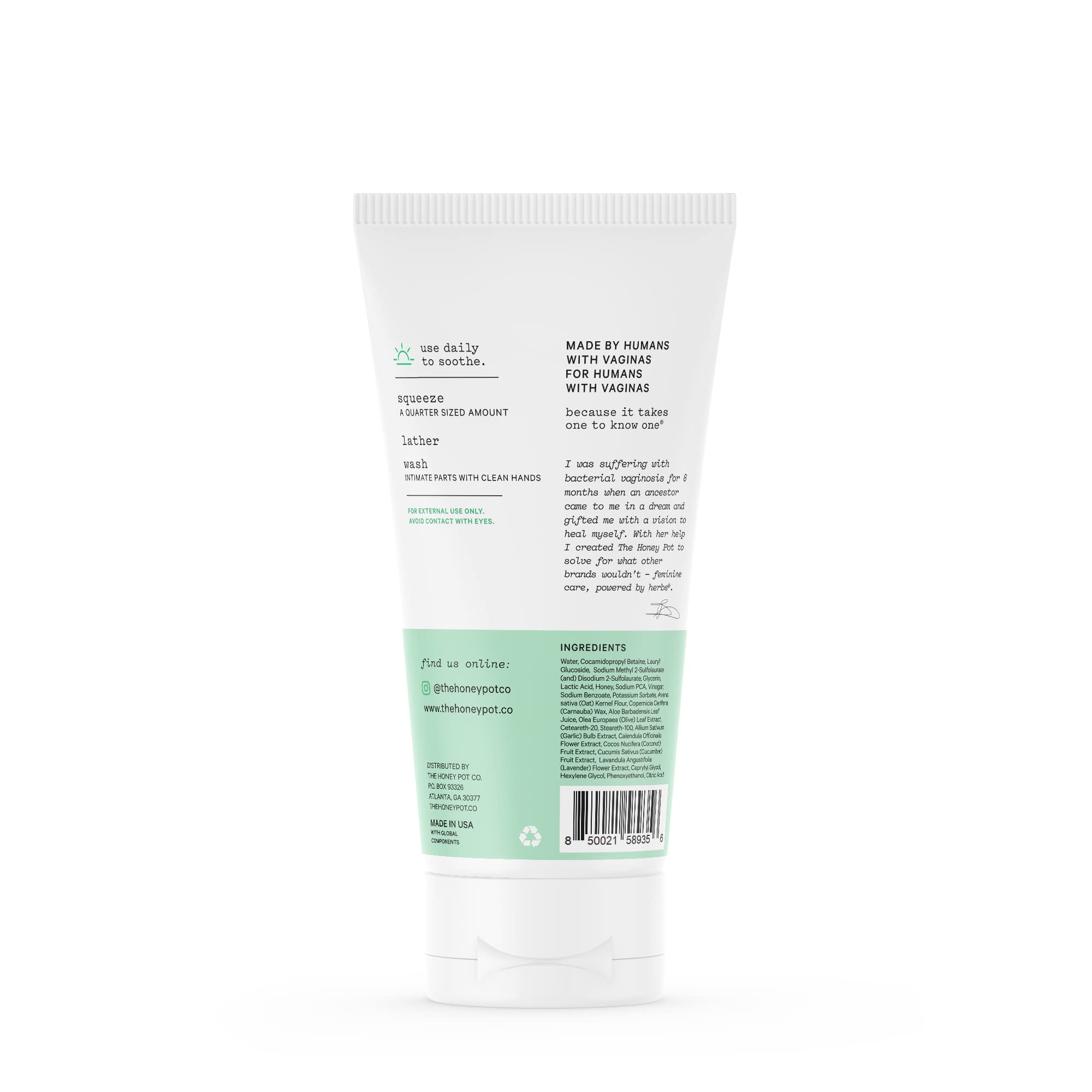 The Honey Pot Company - Anti-Itch Soothing Colloidal Oatmeal Wash - Plant Derived Feminine Care - Ultra Mild Solution to Relieve Itching and Discomfort - 6 fl. oz.