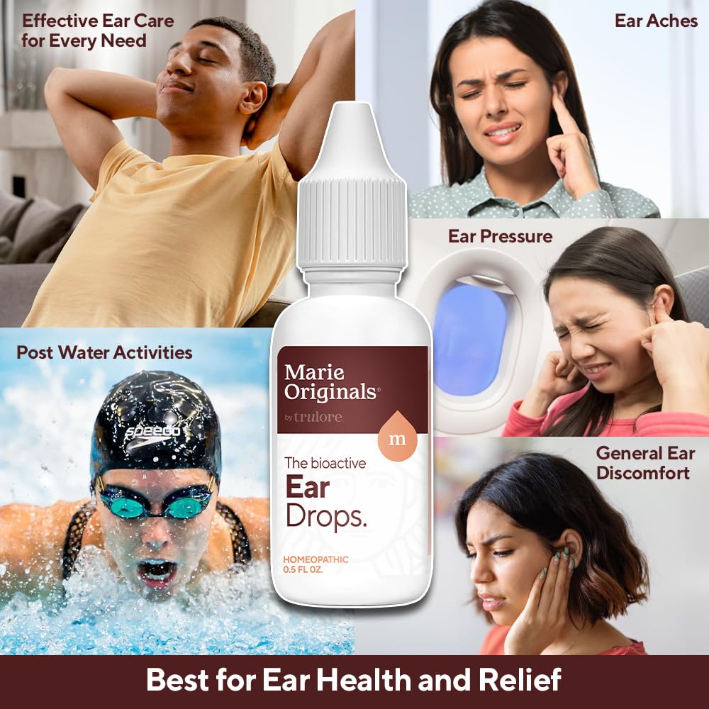 Marie Originals Ear Drops for Clogged Ears, Dry Itchy Ears & Ear Hygiene for Adults & Kids | Natural Plant-Based Ingredients Perfect for Summer use, Swimmers & Everyday Care | 0.5 FL Oz - 14mL