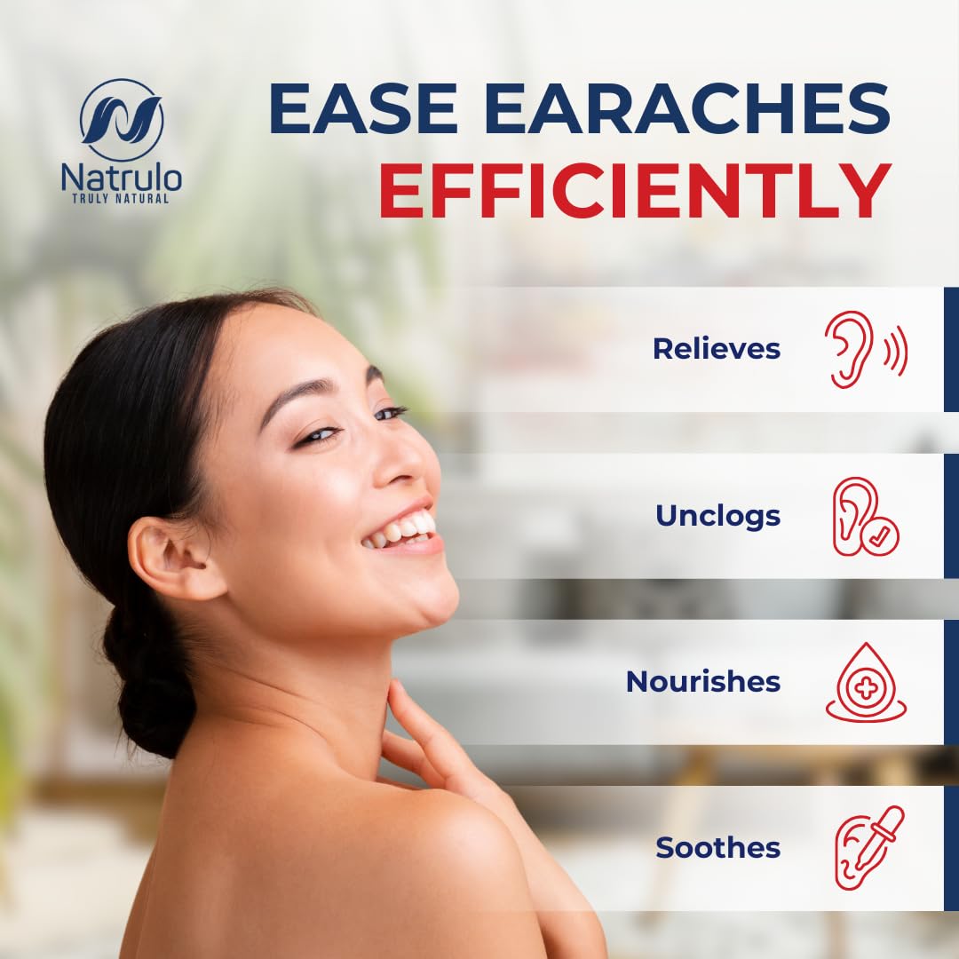 Natrulo Ear Drops for Ear Infection – Organic Ear Drops for Adult, Kids, Baby, Dog & Pets – for Ear Aches, Itchy Ears, Infections, Swimmer's Ear, & Loosen Wax – Kids Safe, Made in USA