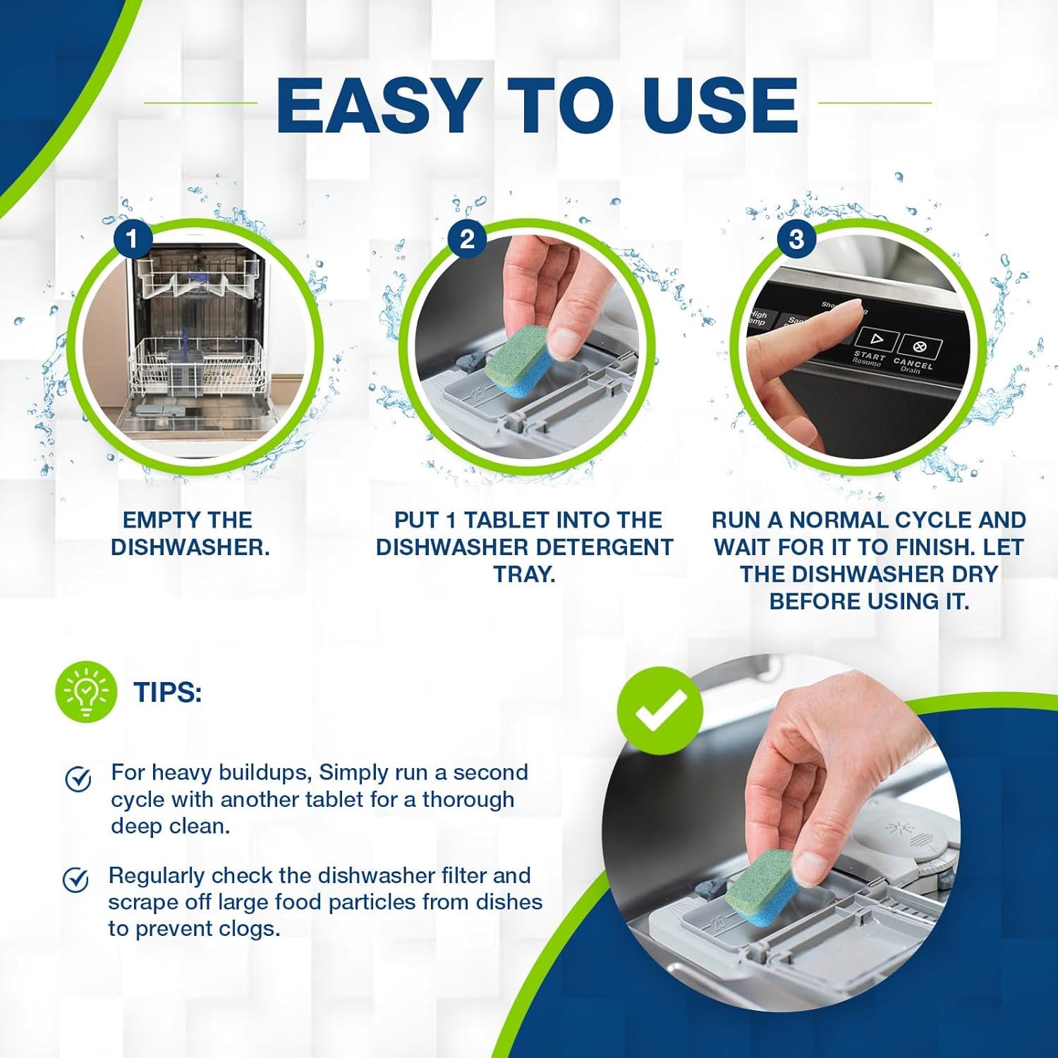 Washing Machine Cleaner & Dishwasher Cleaner Tablets - 48-Pack Bundle Compatible with Front Loader - Top Loader & He Machines and all Dishwashers Removes Buildup Lime Scales and residues - Septic Safe