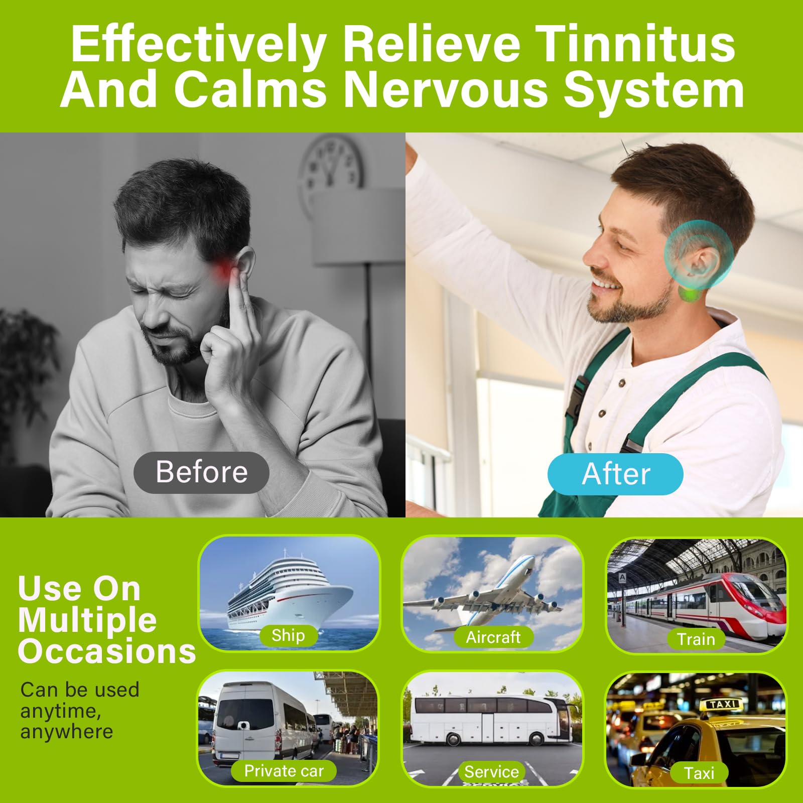 Tinnitus Relief for Ringing Ears, Natural Herbal Tinnitus Relief Patches - Fast-Acting Ear Noise and Buzzing Relief, Improve Hearing Comfort, Portable 50 Pcs for Men & Women at Work or Travel