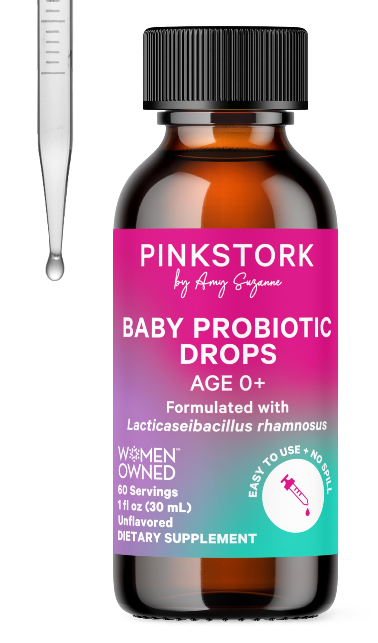 Pink Stork Baby Probiotic Drops, Newborn, Infant & Toddler Probiotics to Help Aid Digestion and Constipation Support, Newborn Essentials - 1 fl oz, 2 Month Supply