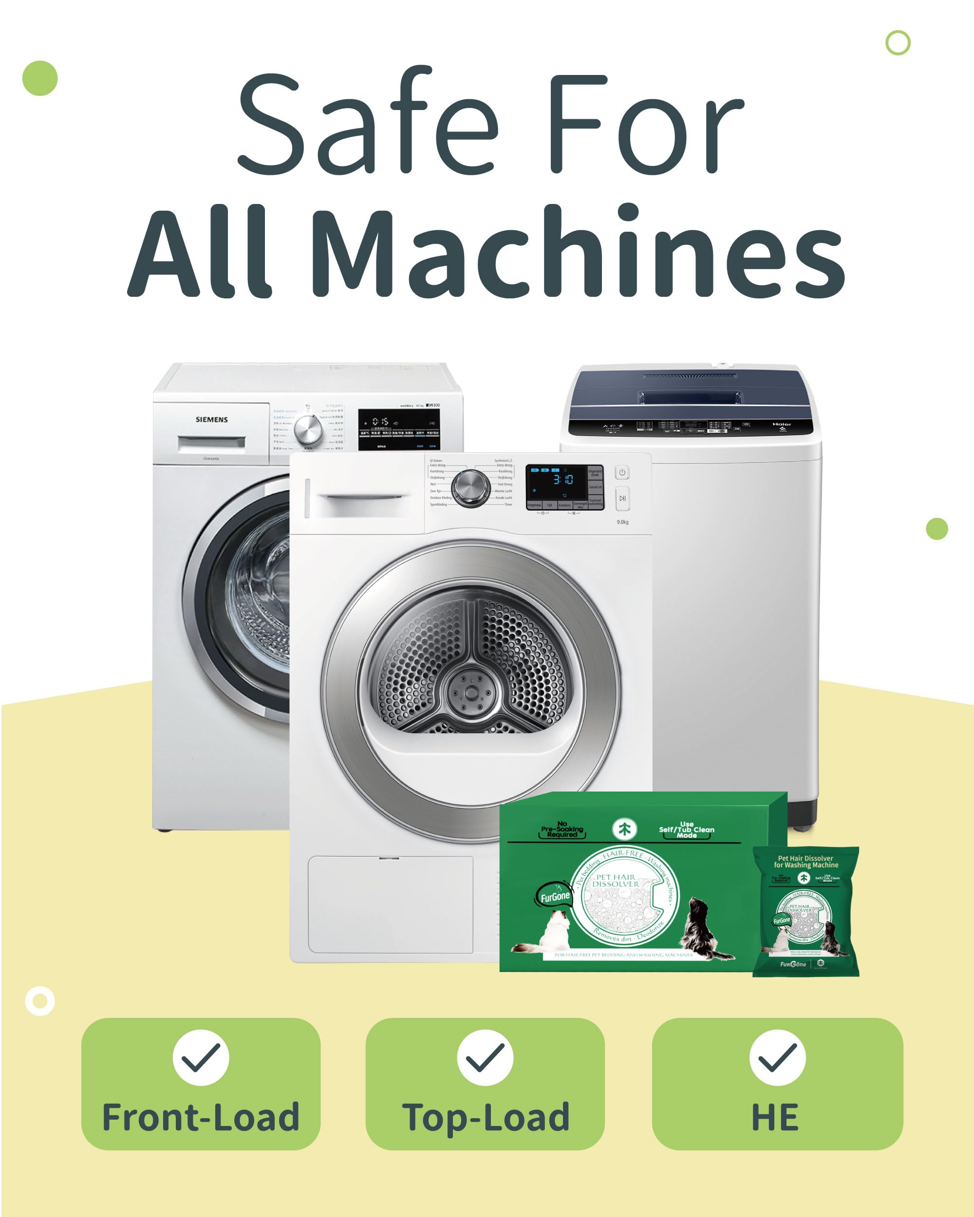 FurGone by Seedshub Pet Hair Dissolver Washing Machine Cleaner Powder, 12 Months Supply, Dog Cat Fur, Stains & Odors Remover for Laundry, Pet-Friendly, Deep Cleaning for HE Top & Front Load,12 Sachets