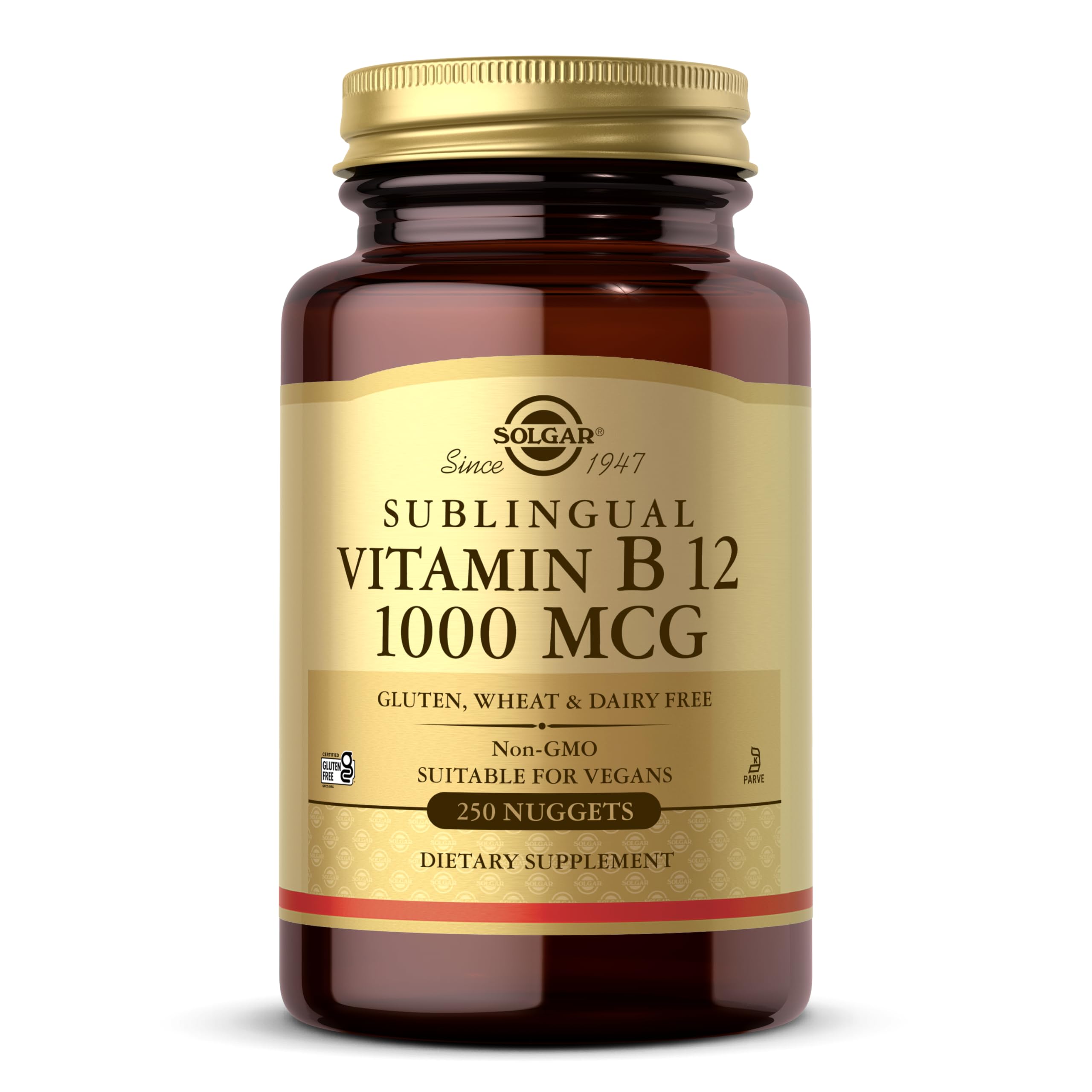 Solgar Vitamin B12 1000 mcg, 250 Nuggets - Supports Production of Energy, Red Blood Cells - Healthy Nervous System - Promotes Cardiovascular Health - Vitamin B - Non-GMO, Gluten Free - 250 Servings