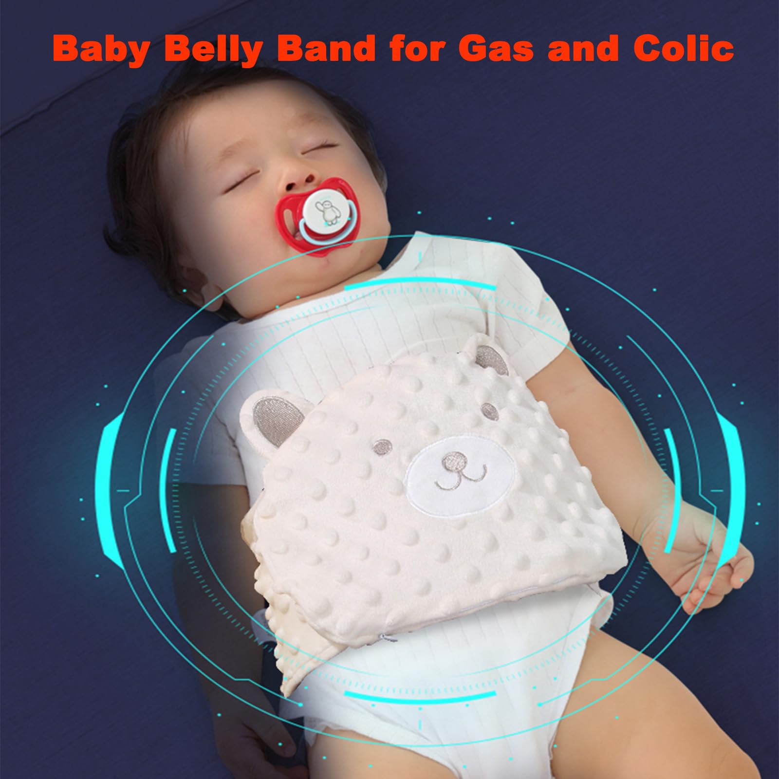 ISANPAN Baby Colic and Gas Relief - Cassia Seed Heated Tummy Wrap,Infant Warming Pad Belly Band Gripe Belt Relieves and Soothes Gas,Bloating and Upset Stomach (Beige)
