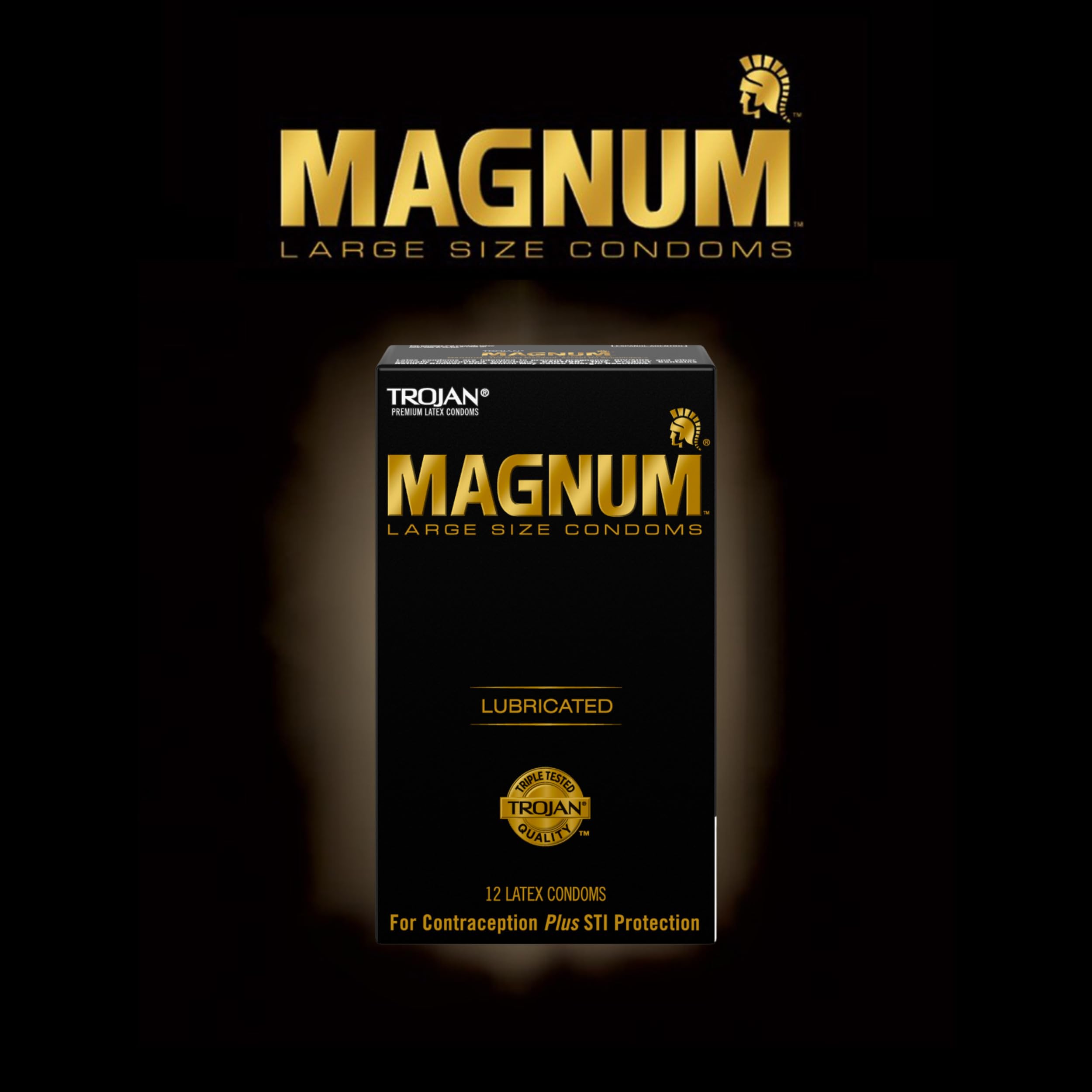 TROJAN Magnum Large Size Lubricated Condoms, Magnum Condoms, 12 Count