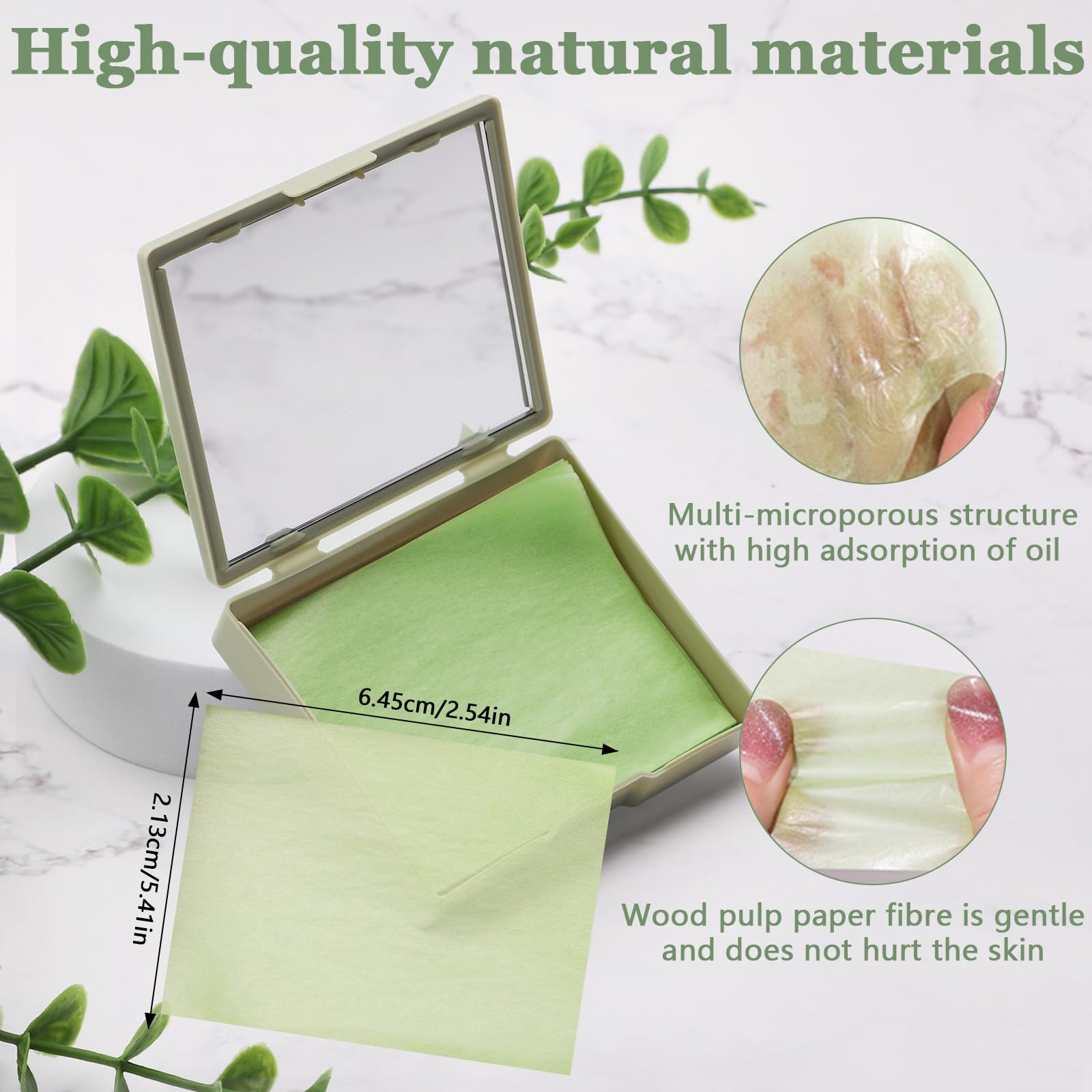 Jutqut Natural Oil Blotting Sheets for Face With Travel Makeup Mirror- 3 Pack(300 sheets), Oil Absorbing Sheets for Face, Makeup Friendly High-performance Blotting Papers for Oily Skin