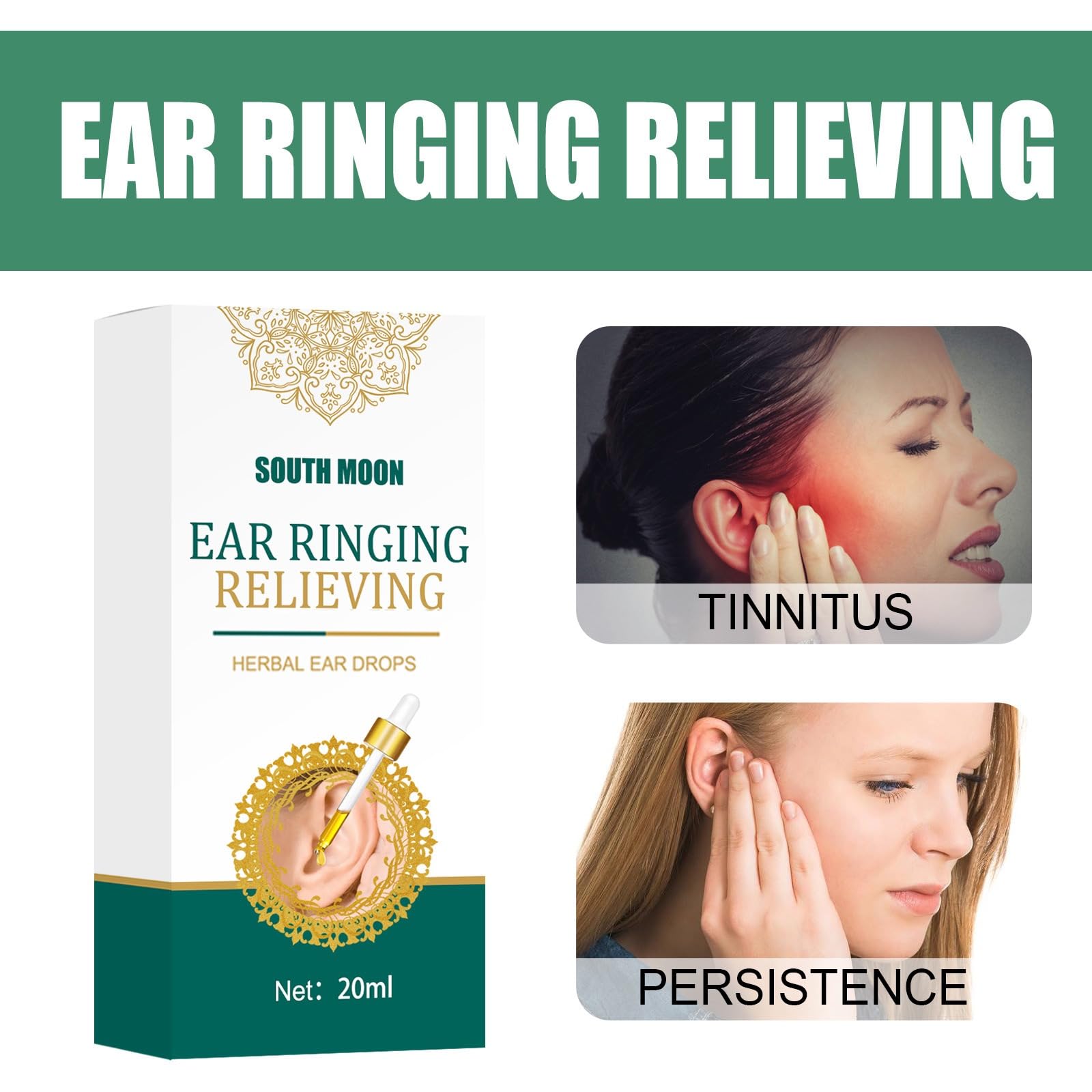 Tinnitus Relief for Ringing Ears, Tinnitus Relief Ear Drops, Natural Tinnitus Relief for Ringing Ears, Effectively Reduce Ear Noise & Promote Healthy Hearing, 20 ml