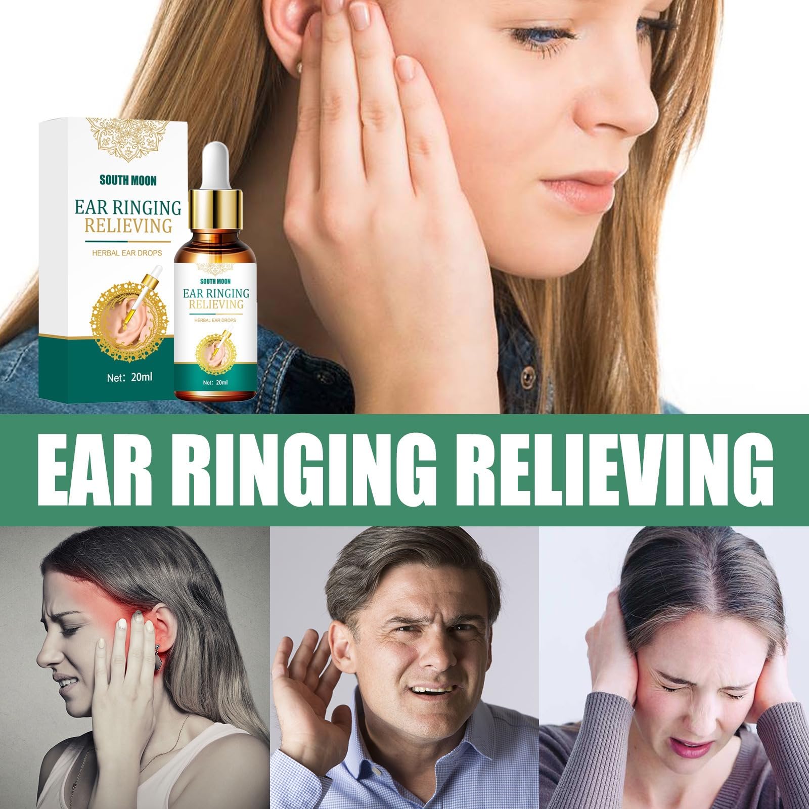 Tinnitus Relief for Ringing Ears, Tinnitus Relief Ear Drops, Natural Tinnitus Relief for Ringing Ears, Effectively Reduce Ear Noise & Promote Healthy Hearing, 20 ml